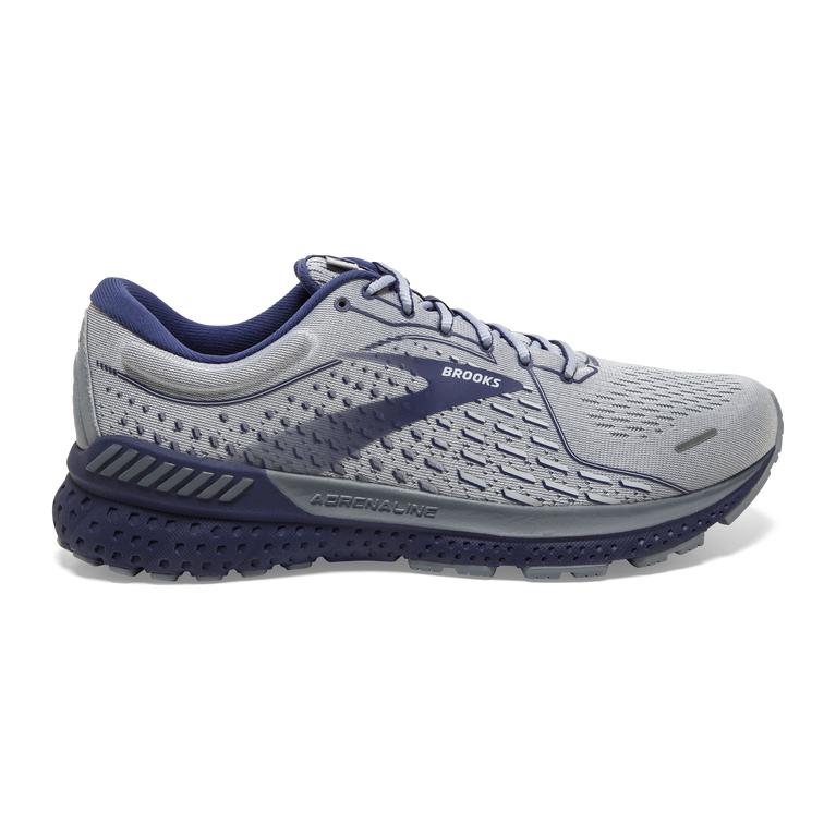 Brooks ADRENALINE GTS 21 Road Running Shoes Mens Online - Grey/Tradewinds/Deep Cobalt (RKQ412908)